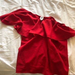 A by Amanda Uprichard silk one shoulder blouse